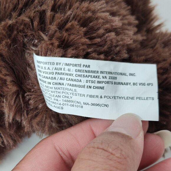Greenbrier Brown Bear Plush Stuffed Animal Heart Nose with Glitter Ears and Feet - Picture 6 of 7